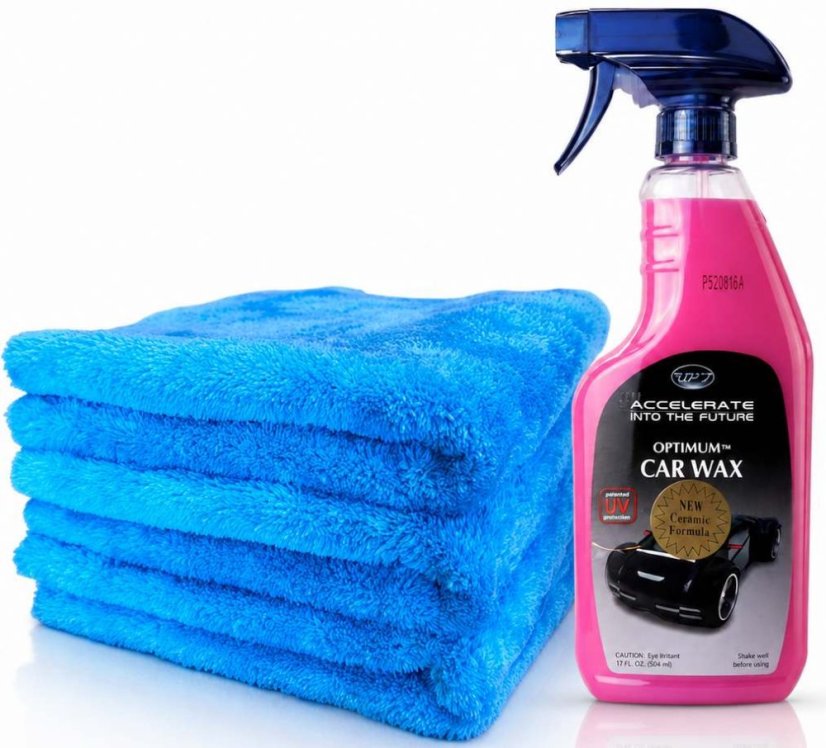 OPT Car Wax + Zerda Plush Buffing Towel Blue 530GSM (3ks) – kompletní sada pro voskování