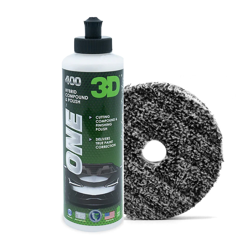 3D SET: One Hybrid 237ml + Buff and Shine Uro-Fiber Uni Pad 125mm - sada pro jednokrokové leštění