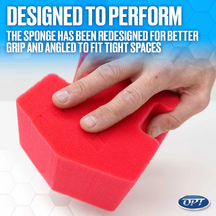 Optimum Big Red Sponge 2.0 - specifická mycí houba s řezanou konstrukcí