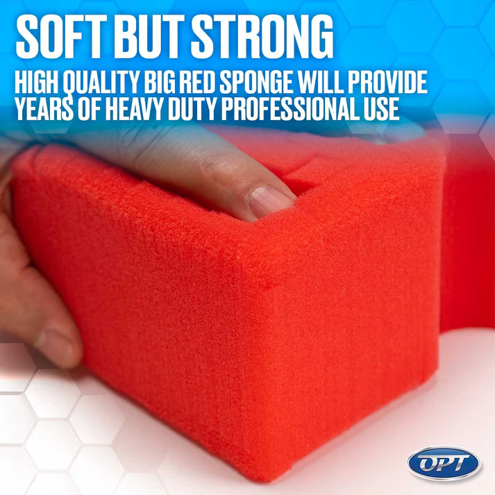 Optimum Big Red Sponge - specifická mycí houba s řezanou konstrukcí