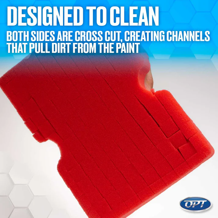 Optimum Big Red Sponge - specifická mycí houba s řezanou konstrukcí