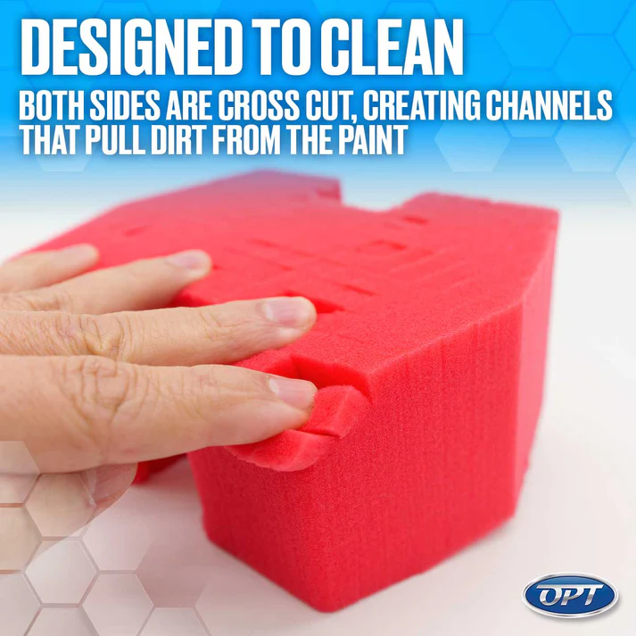 Optimum Big Red Sponge 2.0 - specifická mycí houba s řezanou konstrukcí