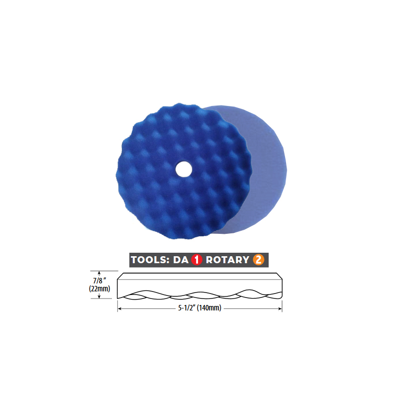 Lake Country Waffle Pro Blue Cutting - silně korekční kotouč pro rotační i orbitální leštičky - Průměr: 165 mm